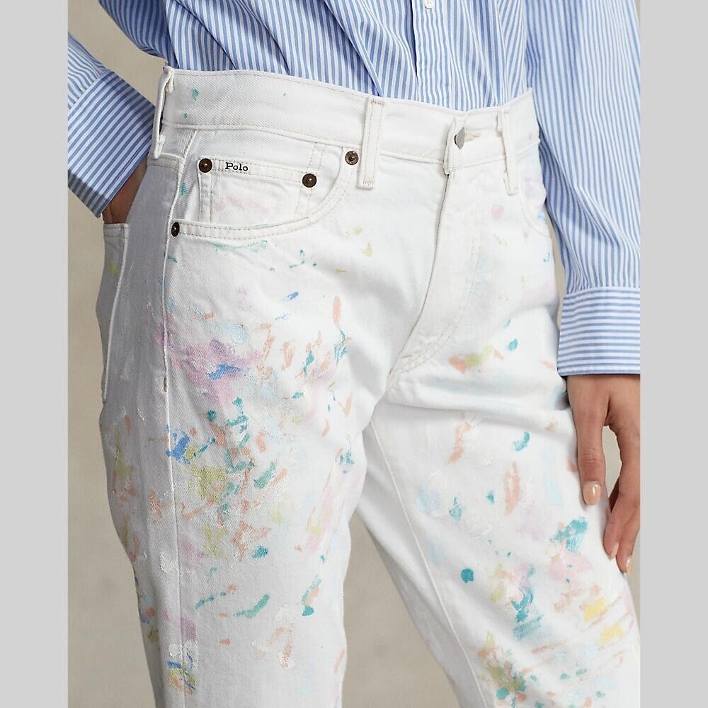 RL Stylish Cream Jeans with Multicolor Accents